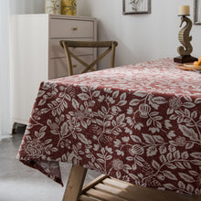 Load image into Gallery viewer, Tablecloth Plant Flower Bird Imitation Cotton Linen Fabric Orange Printed for Rectangular Dining Table
