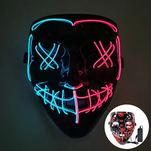 Load image into Gallery viewer, 1P Scary Halloween Colplay Light Up Purge Mask Halloween Masquerade Party LED Face Masks for Kids Men Women Mask Glowing in Dark
