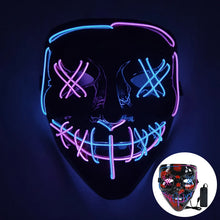 Load image into Gallery viewer, 1P Scary Halloween Colplay Light Up Purge Mask Halloween Masquerade Party LED Face Masks for Kids Men Women Mask Glowing in Dark
