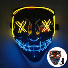 Load image into Gallery viewer, 1P Scary Halloween Colplay Light Up Purge Mask Halloween Masquerade Party LED Face Masks for Kids Men Women Mask Glowing in Dark
