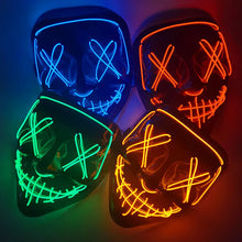 Load image into Gallery viewer, 1P Scary Halloween Colplay Light Up Purge Mask Halloween Masquerade Party LED Face Masks for Kids Men Women Mask Glowing in Dark
