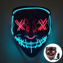 Load image into Gallery viewer, 1P Scary Halloween Colplay Light Up Purge Mask Halloween Masquerade Party LED Face Masks for Kids Men Women Mask Glowing in Dark

