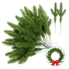 Load image into Gallery viewer, 1Pack Christmas Pine Needle Branches Fake Plant Christmas Tree Ornament Decorations for Home DIY Wreath Gift Box Wedding Flowers
