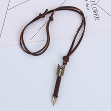 Load image into Gallery viewer, 1Pc Handmade Vintage Leather Arrow Pendant Necklace Rope Chain Necklaces Men&amp;Women Punk Jewlery Accessories Whole
