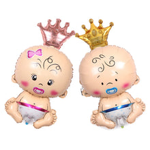 Load image into Gallery viewer, 1Pc Lovely Baby Foil Balloon Girl Boy Shower Rose Gold Blue Crown Birthday Party Decoration Kids Gift Inflatable Toy Helium Ball
