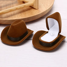 Load image into Gallery viewer, 1Pcs Creative Cowboy Hat Shape Rings Box Velvet Jewelry Display Box Storage Case Jewelry Packaging Display New
