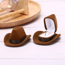 Load image into Gallery viewer, 1Pcs Creative Cowboy Hat Shape Rings Box Velvet Jewelry Display Box Storage Case Jewelry Packaging Display New
