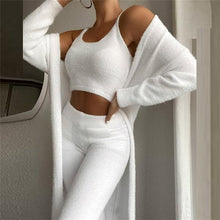 Load image into Gallery viewer, Women's Coral Fleece Pajama Set Autumn Winter Pajamas 3 Three-piece Pajama Vest + Trousers + Jacket Three-piece Suit
