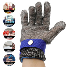 Load image into Gallery viewer, 1pcs Stainless Steel Gloves Cut Resistant Gloves Grade 5 Anti-cut Slaughter Hand Protect Labor Gardening Wire Metal Mesh Butcher
