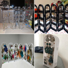 Load image into Gallery viewer, 2/3/4 Fans Panels Screen Folding Clear Earrings Studs Display Rack Necklace Jewelry Shelf Stand Holder Organizer Storage Box
