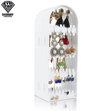 Load image into Gallery viewer, 2/3/4 Fans Panels Screen Folding Clear Earrings Studs Display Rack Necklace Jewelry Shelf Stand Holder Organizer Storage Box
