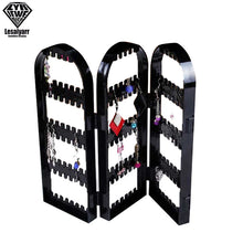 Load image into Gallery viewer, 2/3/4 Fans Panels Screen Folding Clear Earrings Studs Display Rack Necklace Jewelry Shelf Stand Holder Organizer Storage Box
