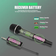Load image into Gallery viewer, 2 Channel Wireless Microphone UHF Dual Handheld Dynamic Karaoke Mic System 60m for Stage Church Party School PA Speaker Meeting
