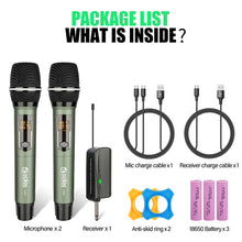 Load image into Gallery viewer, 2 Channel Wireless Microphone UHF Dual Handheld Dynamic Karaoke Mic System 60m for Stage Church Party School PA Speaker Meeting
