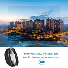 Load image into Gallery viewer, 2 Functions Mobile Phone Lens 0.45X Wide Angle Len &amp; 12.5X Macro HD Camera Lens Universal for iPhone Android Phone
