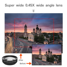 Load image into Gallery viewer, 2 Functions Mobile Phone Lens 0.45X Wide Angle Len &amp; 12.5X Macro HD Camera Lens Universal for iPhone Android Phone
