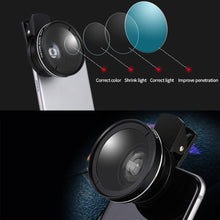 Load image into Gallery viewer, 2 IN 1 Lens Universal Clip 37mm Mobile Phone Lens Professional 0.45x 49uv Super Wide-Angle + Macro HD Lens For iPhone Android
