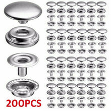 Load image into Gallery viewer, 200/100pcs 15mm Snap Kit, Marine Grade Snap Fastener Stainless Steel Snap Buttons for Boat Cover,Sewing Leather products,Canvas
