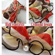 Load image into Gallery viewer, Pearl Pendant Scarf Necklace Vintage Leopard Pattern Dot Printing Scarf Trendy Crimping Elastic Women All-Match Scarves
