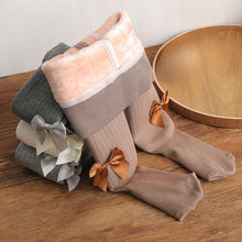 Load image into Gallery viewer, Winter Baby Leggings Girls Fleece Thick Warm Bow Tights for Kids Casual All-match 2 3 4 5 Years Fashion Children Pantyhose

