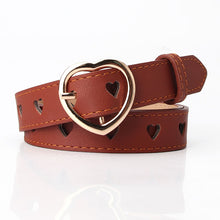 Load image into Gallery viewer, Women's Simple All-Match Hollowed Heart Shape Belt Women's Pu Pin Buckle Jeans Strap
