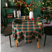 Load image into Gallery viewer, Christmas Plaid Table Cloth Ins Style Nordic Retro round Tablecloth American Plaid Tablecloth Coffee Table Cover Cloth
