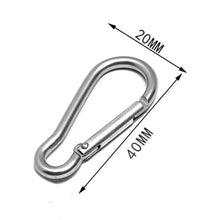 Load image into Gallery viewer, Fishhook 20Pcs Mini Alloy Spring Carabiner Snap Hook Carabiner Clip Keychain EDC Survival Outdoor Camping Tools Silver Size 40*20*3.6mm
