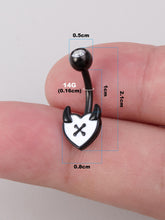Load image into Gallery viewer, 14G Belly Ring Stainless Steel Devil Heart Horn Cross Navel Jewelry Sexy Body Piercing Gift
