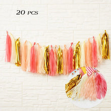 Load image into Gallery viewer, 20pcs Multicolor DIY Tissue Paper Tassel Garland Sets Baby Shower Anniversary  Birthday Party Wedding Decoration Crafts Supplies
