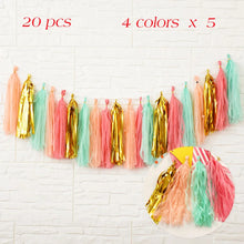 Load image into Gallery viewer, 20pcs Multicolor DIY Tissue Paper Tassel Garland Sets Baby Shower Anniversary  Birthday Party Wedding Decoration Crafts Supplies

