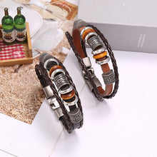 Load image into Gallery viewer, Simple Handmade Beaded Multi-Layer Leather Bracelet European and American Fashion Popular Men Wristband Bracelet
