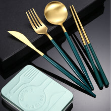Load image into Gallery viewer, Creative Splicing Tableware 304 Stainless Steel Portuguese Knife Fork Spoon and Chopsticks Western Tableware
