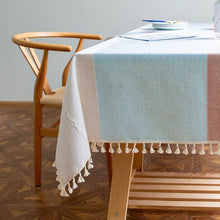 Load image into Gallery viewer, Striped Jacquard Cotton Linen Tablecloth Rectangular Table Cloth
