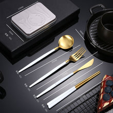 Load image into Gallery viewer, Creative Splicing Tableware 304 Stainless Steel Portuguese Knife Fork Spoon and Chopsticks Western Tableware
