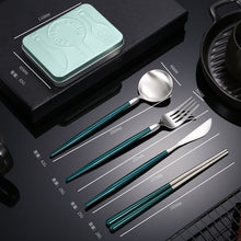 Load image into Gallery viewer, Creative Splicing Tableware 304 Stainless Steel Portuguese Knife Fork Spoon and Chopsticks Western Tableware
