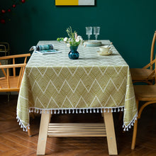 Load image into Gallery viewer, Tassel Jacquard Wave Pattern Tablecloth Suitable for Rectangular Dining Table (4 Colors)
