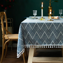 Load image into Gallery viewer, Tassel Jacquard Wave Pattern Tablecloth Suitable for Rectangular Dining Table (4 Colors)

