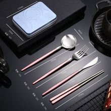 Load image into Gallery viewer, Creative Splicing Tableware 304 Stainless Steel Portuguese Knife Fork Spoon and Chopsticks Western Tableware
