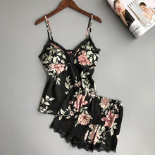 Load image into Gallery viewer, Printing Spaghetti Strap Women Pajama Set V-neck Sexy With Pad Female Summer Pajamas
