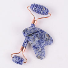 Load image into Gallery viewer, Whole Jade Roller Scrapping Plate Massage Board Set Shaving Plate Crystal Blue Point Stone Thorn Roller Scrapping Plate
