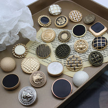 Load image into Gallery viewer, 5pcs/set British Style Metal Button Black round and Square Clothing Decorative Button
