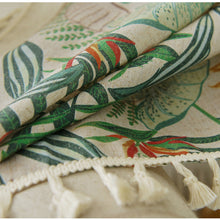 Load image into Gallery viewer, Artificial Cotton Linen Curtain Green Plant Half Shade Curtain Vintage Tassel Fabric Door Curtain
