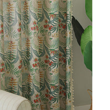 Load image into Gallery viewer, Artificial Cotton Linen Curtain Green Plant Half Shade Curtain Vintage Tassel Fabric Door Curtain

