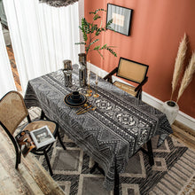 Load image into Gallery viewer, Black Tablecloth Geometric Triangle Printed Cotton Linen Rectangular Table Cloth
