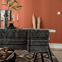 Load image into Gallery viewer, Black Tablecloth Geometric Triangle Printed Cotton Linen Rectangular Table Cloth

