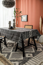 Load image into Gallery viewer, Black Tablecloth Geometric Triangle Printed Cotton Linen Rectangular Table Cloth

