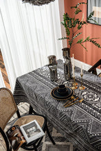 Load image into Gallery viewer, Black Tablecloth Geometric Triangle Printed Cotton Linen Rectangular Table Cloth
