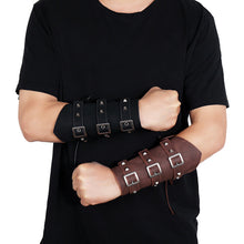 Load image into Gallery viewer, Men's Leather Wristband Hand Guard Personality Wide Leather Punk Riding Arm Guard
