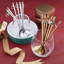 Load image into Gallery viewer, Spoon Golden Pendant Spoon Christmas Gift Peripheral Christmas Hat Gift Six Pack Spoon Tableware Gift Box
