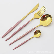 Load image into Gallery viewer, Stainless Steel Tableware Knife, Fork and Spoon 30-Piece Set Hotel Portugal Knife, Fork and Spoon Fruit
